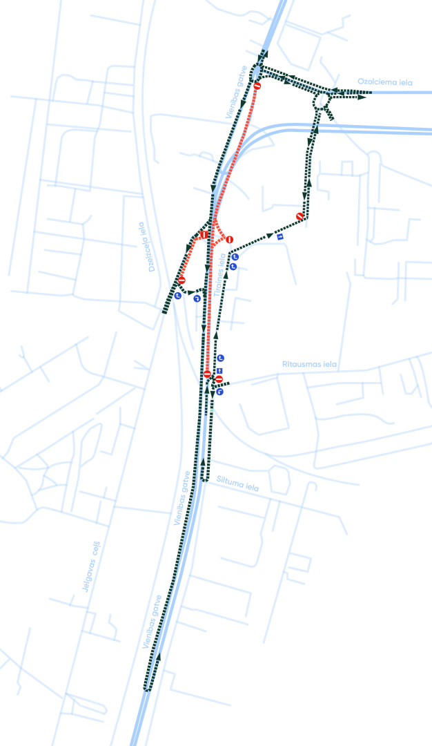 Satiksmes organizācijas izmaiņas transportlīdzekļiem